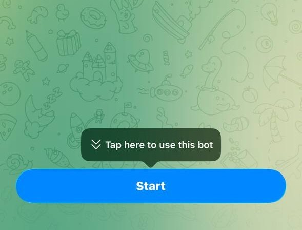 示意图：Telegram Bot 页面 Start 按钮